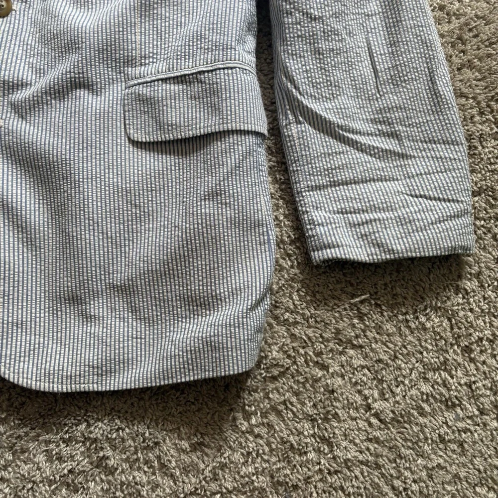 J. Crew Seersucker Blazer Jacket Men's 40R Light Blue White Preppy